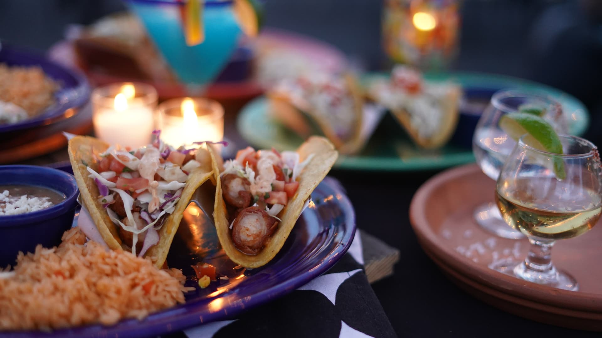 Mexican food and cocktails